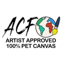 Logo of ACF Artist Approved 100% PET Canvas on a white background